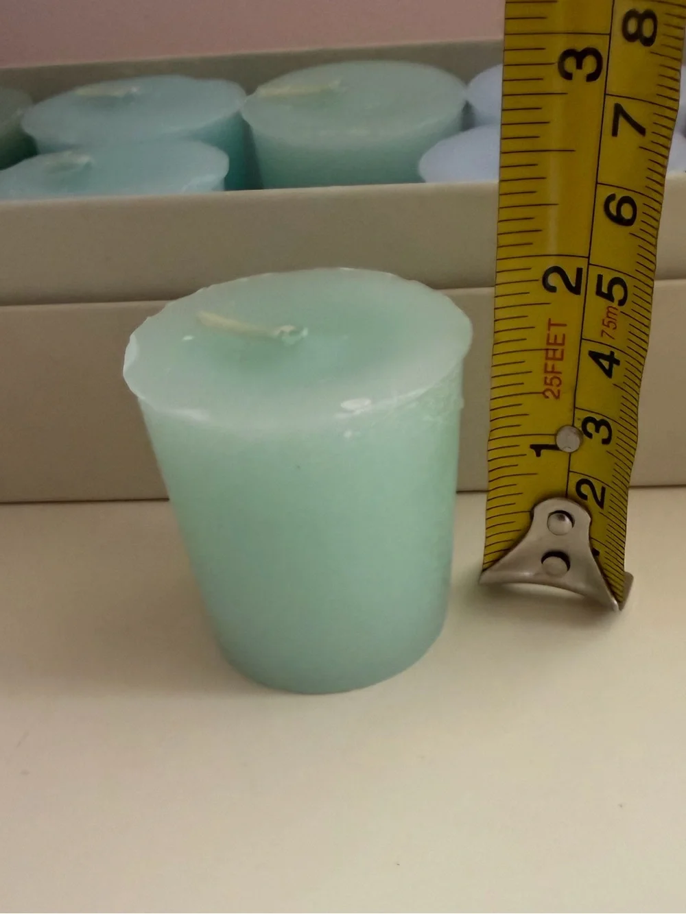 NEW Votive Candles Set of 12 Pastel Colors Unscented Boxed Pillar 2” Tall